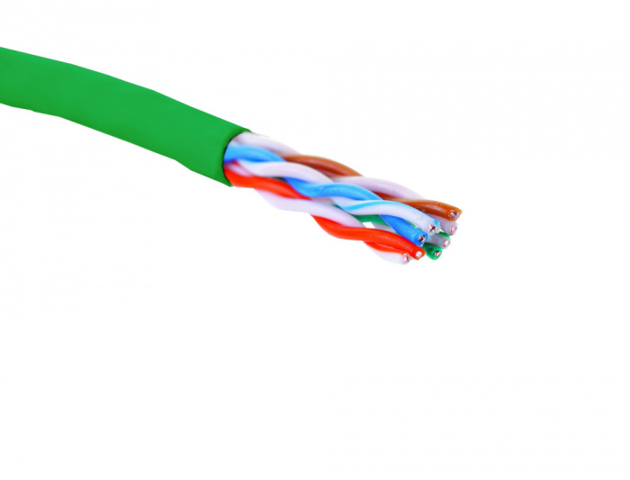 Кабель категории 5e, U/UTP, 4 пары, 24 AWG, нг(A)-HF, внутренней прокладки, зеленый 305 м EuroLan (19C-U5-12GR-B305)