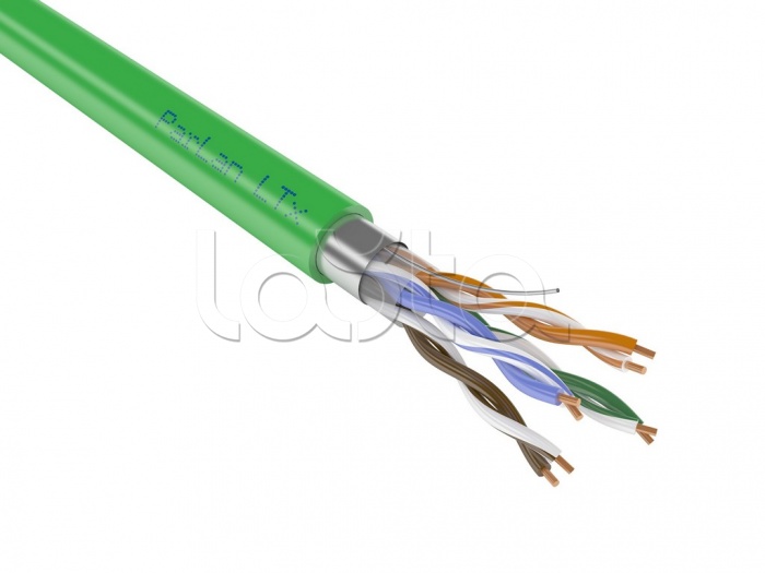 Огнестойкий кабель низкотоксичный парной скрутки для СОУЭ, СКС и IP-сетей имеет 2 пары жил диаметром 0,52 мм (24 AWG) с утолщенной изоляцией 1,2 мм ParLan F/UTP Cat5e PVCLS нг(A)-FRLSLTx 2х2х0,52 Паритет (305 м)