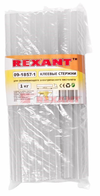 Стержень клеевой d=11.3мм L=270мм прозрачный REXANT 09-1857-1