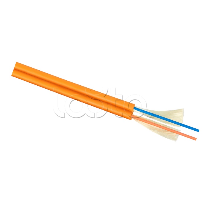 Кабель волоконно-оптический 50/125 (OM2) многомодовый, 2 волокна, плотное буферное покрытие (tight buffer), zip cord, для внутренней прокладки ( -25C ~ +50), LSZH, оранжевый Cabeus TB-ZIP-5-02T-LSZH-IN-25