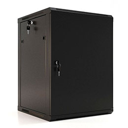 Шкаф настенный 19&quot;, 12U, 650x600х600 мм, металлическая передняя дверь с замком Hyperline TWB-1266-SR-RAL9004