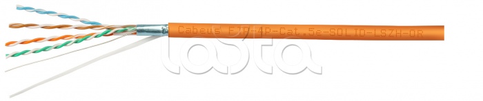 Кабель витая пара экранированная FTP (F/UTP), категория 5e, 4 пары 0,51мм (24 AWG), одножильный, экран - фольга, LSZH FTP-4P-Cat.5e-SOLID-LSZH Cabeus (305 м)