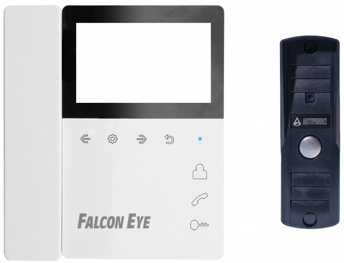 Комплект видеодомофона Falcon Eye Lira + AVP-505 (PAL) (Темно-Серый Видеодомофон. Дисплей 4,3 дюйма, TFT, разрешение 480 × 272, сенсорные кнопки. Подключение: до 2-х вызывных панелей и до 2-х камер, OSD меню. Питание: AC 220 В, встроенный БП. Вызывна