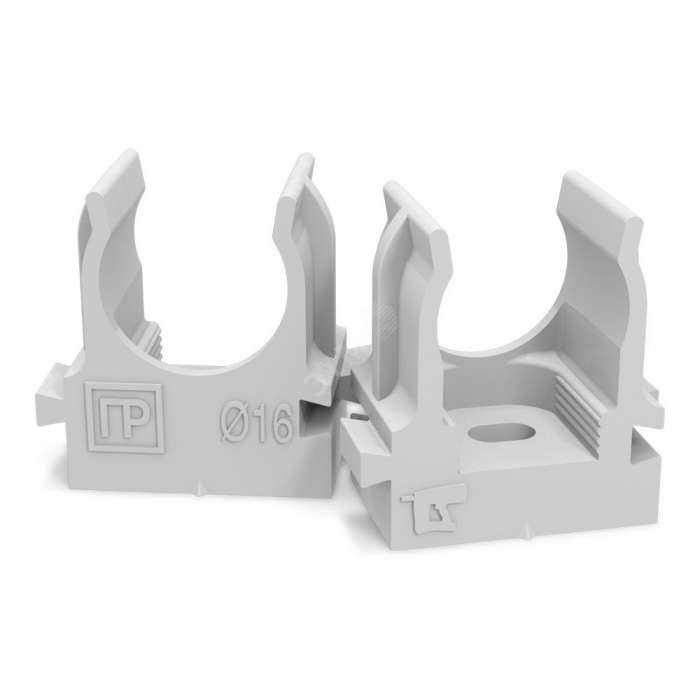 Крепеж-клипса для труб для монтажного пистолета серая в п/э д16 (100шт/1100шт уп/кор) Промрукав PR13.0119