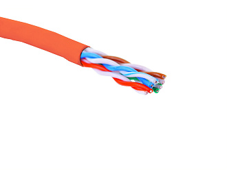 LAN U/UTP 4x2x24AWG кат 5е, нг(A)-HF кабель внутренней красный EuroLan (19C-U5-12RD-B305)