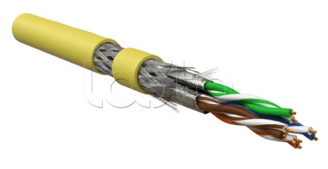 Кабель для сетей Industrial Ethernet, категория 7, 4x2x26 AWG, многопроволочные жилы (patch), S/FTP, LSZH, желтый ISFTP4-C7-P26/7-LSZH-YL Hyperline (500 м)