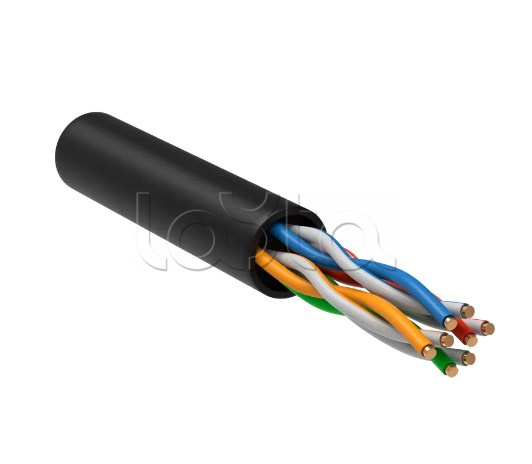 Кабель витая пара U/UTP кат.5E 4х2х24AWG LDPE черный (100м) ITK LC3-C5E04-139-100