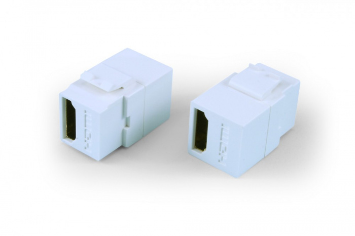 Вставка формата Keystone Jack с проходным адаптером HDMI (Type A), long body (29.7 мм), ROHS Hyperline (KJ1-HDMI-AL18-WH)