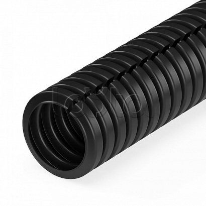 Труба гофрированная ПП безгалогенная (HF) разрезная черная dвн 9,8 мм, dнар 13,2 мм (50м/уп) Промрукав (PR02.0302)