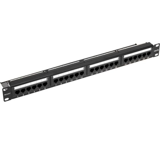 Панель коммутационная с кабельным органайзером 19&quot;, 1U, 24 порта, UTP, RJ-45, CAT 5e REXANT PRO (02-0031)