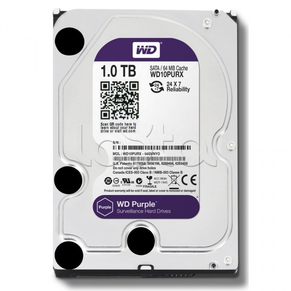Жесткий диск Western Digital Purple HDD 1 Tb SATA-III 3.5&quot; WD10PURZ