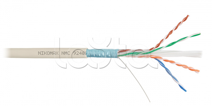 LAN F/UTP 4 пары, Кат.6 (Класс E), 250МГц, одножильный, BC (чистая медь), 23AWG (0,57мм), полимерный материал нг(А)-LSLTx светло-серый, 305м - гарантия: 15 лет / 25 лет системная