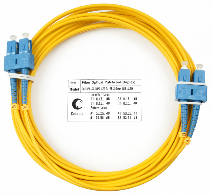 Шнур оптический duplex SC-SC 9/125 sm 5м LSZH Cabeus FOP(d)-9-SC-SC-5m