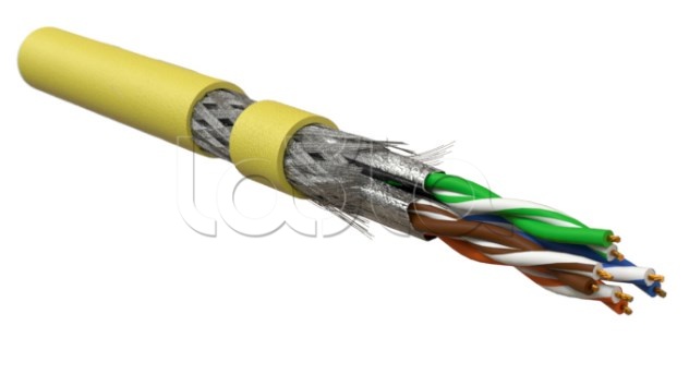 Кабель для сетей Industrial Ethernet, категория 7, 4x2x26 AWG, многопроволочные жилы (patch), S/FTP, PU, желтый ISFTP4-C7-P26/7-PU-YL Hyperline (500 м)