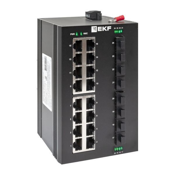 Промышленный неуправляемый коммутатор U-8GX/SFP-16GT, 8 портов 1000Base-X SFP, 16 портов 10/100/1000Base-T(X) RJ45, монтаж на динрейку TSX EKF TSX-U-8GX/SFP-16GT