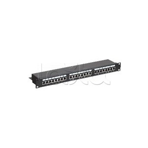 Патч-панель 19&quot;, 1U, 24 порта RJ-45, категория 5E, Dual IDC с задним кабельным организатором, экранированная, черная