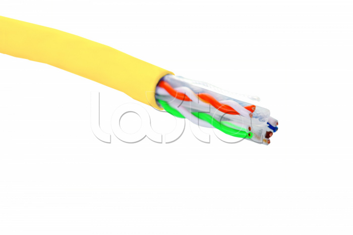 Кабель категории 6, U/UTP, 4 пары, 23 AWG, нг(A)-HF, внутренней прокладки, желтый 305 м EuroLan (19C-U6-12YL-B305)