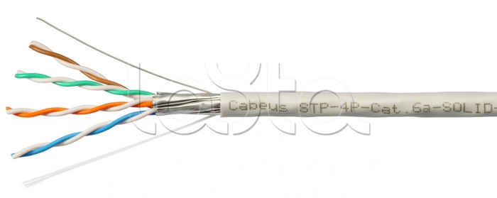 Кабель витая пара LAN U/FTP 4x2x23AWG кат.6а внутренний STP-4P-Cat.6a-SOLID-IN-PVC Cabeus (305м)