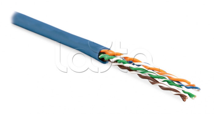 Кабель витая пара, неэкранированная U/UTP, категория 6, 4 пары (24 AWG), многожильный (patсh), без разделителя, PVC, нг(А)-HF, –5°C–+60°C, синий UUTP4-C6-P24-NCR-IN-PVC-BL-100 Hyperline (100 м) 