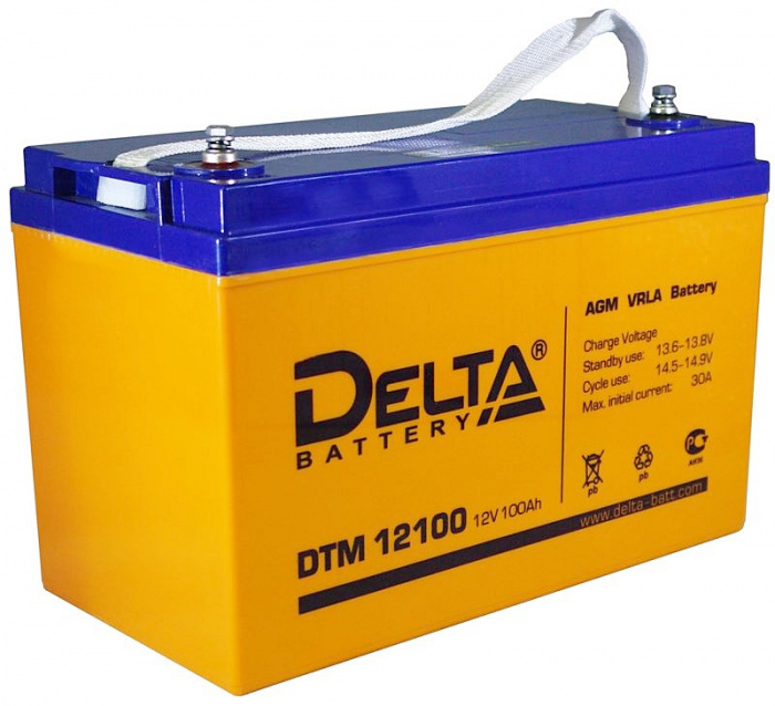 Аккумулятор свинцово-кислотный Delta DTM 12100 L