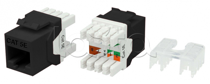 Вставка Keystone Jack RJ-45 Hyperline KJ8-8P8C-C5e-180-BK
