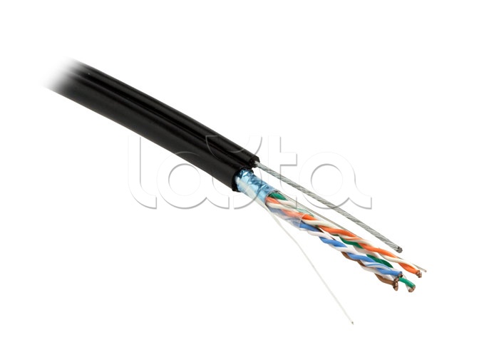 Кабель витая пара, экранированная Hyperline FUTP4-C5E-S24-SW-OUT-PE-BK-500 (500 м)