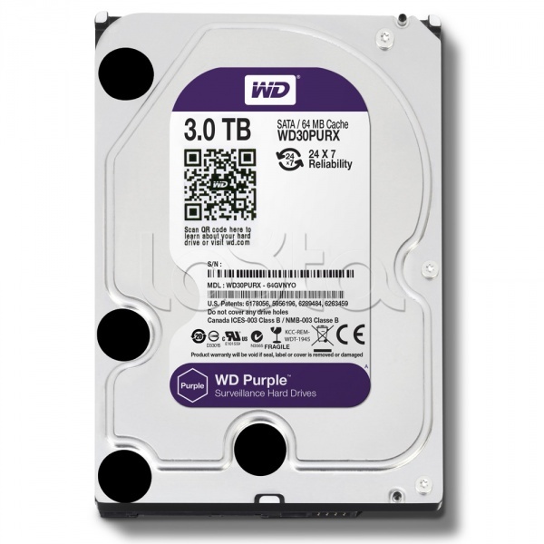 Жесткий диск Western Digital Purple HDD 3 Tb SATA-III 3.5&quot; WD30PURZ