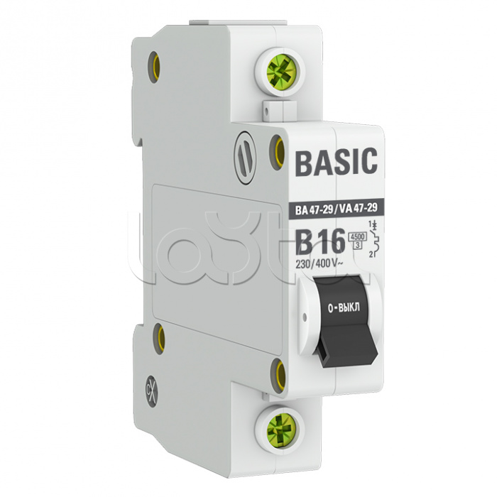 Автоматический выключатель 1P 16А (B) 4,5кА ВА 47-29 EKF Basic (mcb4729-1-16-B)