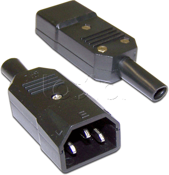Вилка IEC 60320 C14, 10A, 250V, разборная, черная LANMASTER LAN-IEC-320-C14