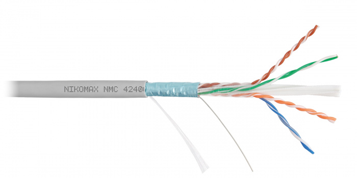 LAN F/UTP 4 пары, Кат.6 (Класс E), 250МГц, одножильный, BC (чистая медь), 23AWG (0,55мм), полимерный материал нг(А)-HF серый, 305м - гарантия: 5 лет / 15 лет системная