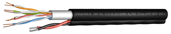 Кабель комбинированный для систем видеонаблюдения КВП-5е 2x2x0,52+2НВМ-0,75 П Спецкабель