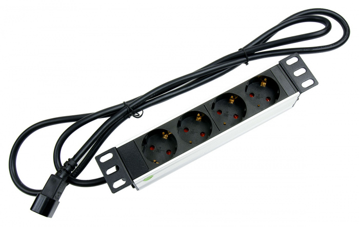 Блок евророзеток для 10&quot; шкафов, горизонтальный, 4 розетки, 10 A Cabeus PDU-4P-2IEC