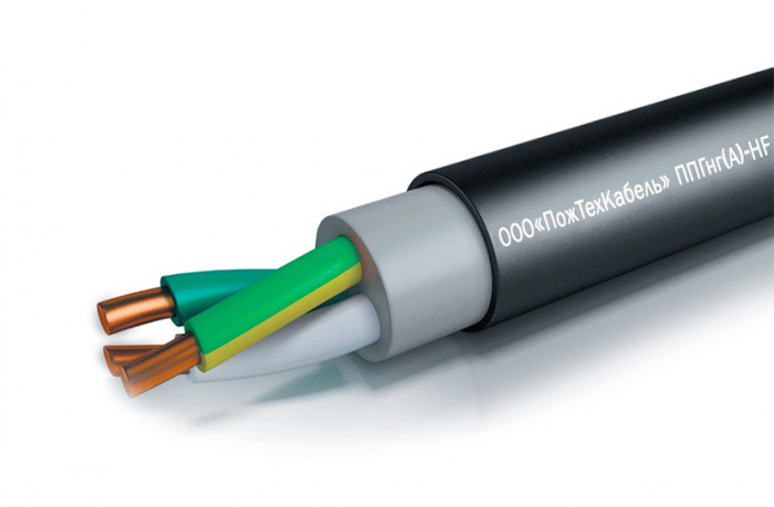 Кабель силовой, не распространяющий горение, с изоляцией и оболочкой из полимерных композиций, не содержащих галогенов ППГнг(А)-HF 2x1,5 -0,66кВ ПожТехКабель