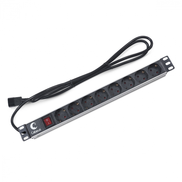 Блок на 8 розеток IEC 320 горизонтальный для 19' шкафов Cabeus (PDU-8P-2IEC)