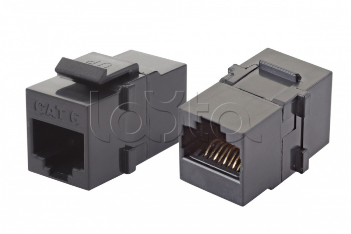 Проходной адаптер RJ45-RJ45, UTP категории 6 keystone, черный Eurolan (12B-U6-03BL)