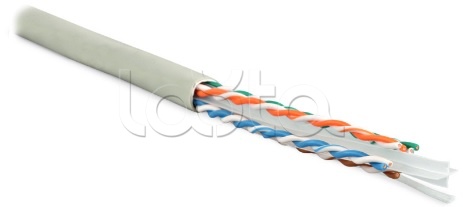 Кабель витая пара U/UTP, категория 6, 4 пары (23 AWG), одножильный (solid), с разделителем, LSZH, нг(С)-HF, –20°C – +75°C, серый UUTP4-C6-S23-IN-LSZH-GY-305 Hyperline (305 м)