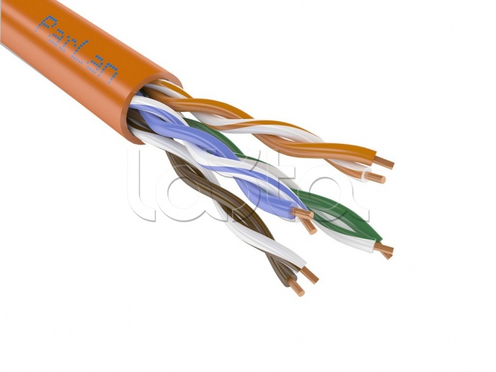 Огнестойкий кабель безгалогенный (LSZH) парной скрутки для СОУЭ, СКС и IP-сетей имеет 2 пары жил диаметром 0,52 мм (24 AWG) с утолщенной изоляцией 1,2 мм ParLan U/UTP Cat5e ZH нг(A)-FRHF 2х2х0,52 Паритет (305м)