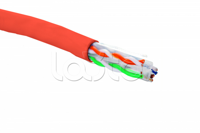 Кабель категории 6, U/UTP, 4 пары, 23 AWG, нг(A)-HF, внутренней прокладки, красный 305 м EuroLan (19C-U6-12RD-B305)