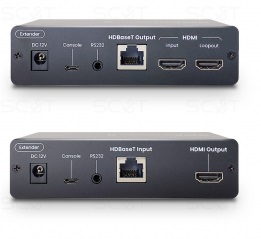 Удлинитель DisplayPort 4K(60Гц), USB, аудио, RS232 по кабелю витой пары(CAT6a) до 100м (HDBaseT) SC&T DP02U-4K6G