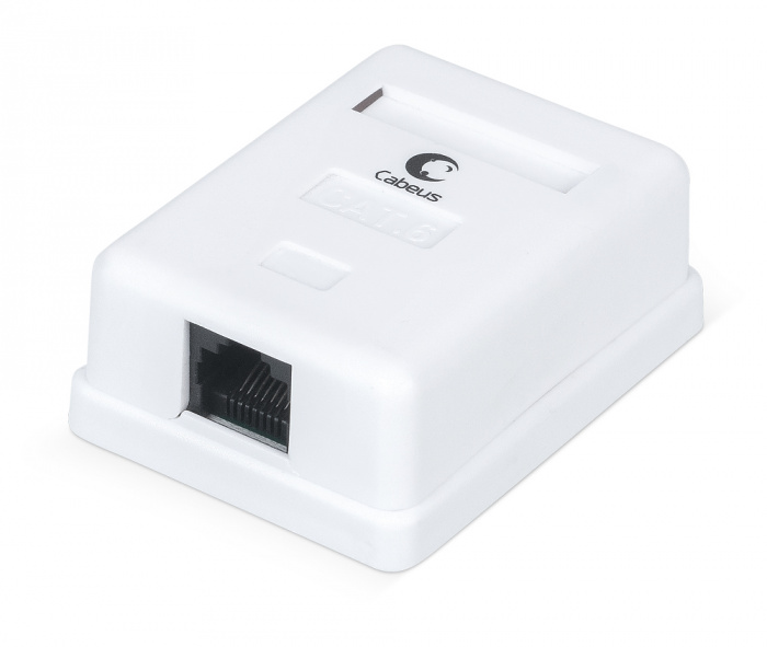 Розетка компьютерная RJ-45(8P8C), категория 6, одинарная, внешняя, Dual IDC Cabeus WS-8P8C-Cat.6-1