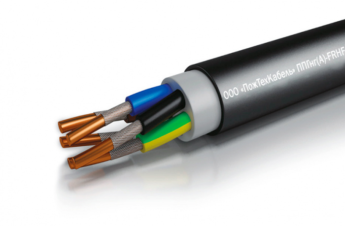 Кабель силовой, огнестойкий, не распространяющий горение, с изоляцией и оболочкой из полимерных композиций, не содержащих галогенов ППГнг(А)-FRHF 2x4 -0,66кВ ПожТехКабель