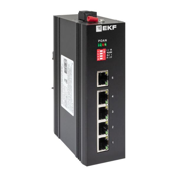 Промышленный неуправляемый коммутатор U-5GT, 5 портов 10/100/1000Base-T(X) RJ45, монтаж на динрейку TSX EKF TSX-U-5GT