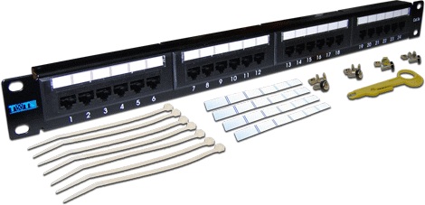 Патч-панель 19&quot;, 1U, 24 порта RJ-45 TWT TWT-PP24UTP