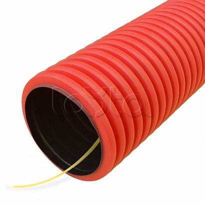 Труба гофрированная двустенная ПНД гибкая 1100Н (SN29) с/з красная d90 мм (50м/уп) Промрукав (PR15.0248)