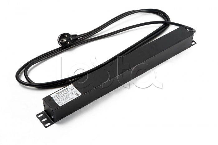 Блок розеток горизонтальный черн Hyperline (SHE19-6SH-2IEC-2.5EU)