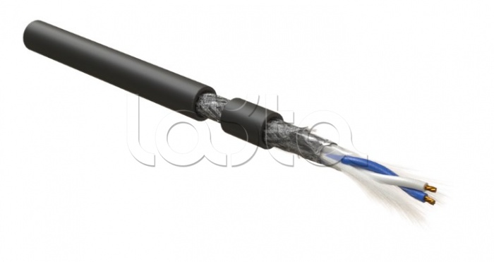 Кабель интерфейса RS-485, 2х2х24 AWG (0.22 кв.мм, 7х0.20 мм), многопроволочные жилы (patch), SF/UTP, PVC, черный RS-SF-2x2x22/7-PVC-BK Hyperline (500 м)