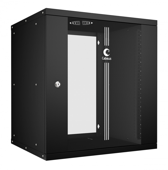 Шкаф телеком. наст. 19&quot; 12U, серия LIGHT разборный, дверь стекло, (черный) Cabeus WSC-05D-12U55/45-BK