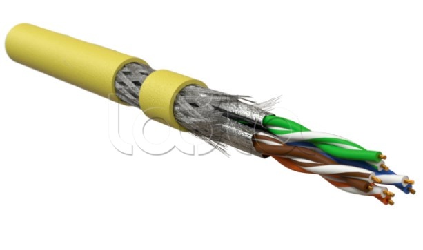 Кабель для сетей Industrial Ethernet, категория 6A, 4x2x26 AWG, многопроволочные жилы (patch), S/FTP, PU, желтый ISFTP4-C6A-P26/7-PU-YL Hyperline (500 м)