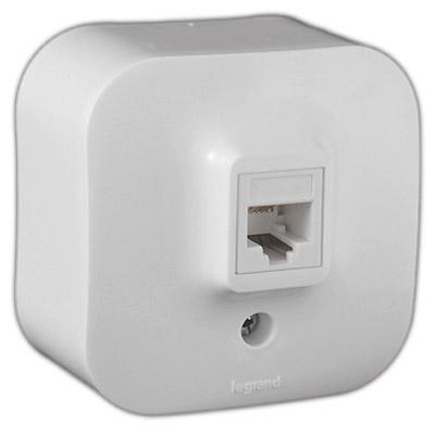 Розетка телефонная RJ 11 Quteo IP 20 Белый Legrand 782214