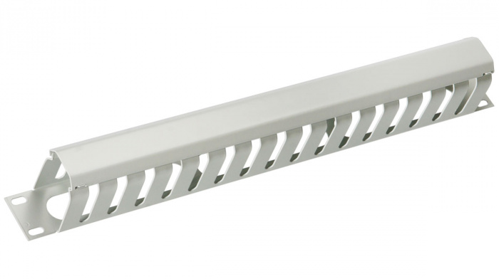 Органайзер кабельный19&quot; 1U с крышкой, металлический (серый) Cabeus JB07-1U-GY